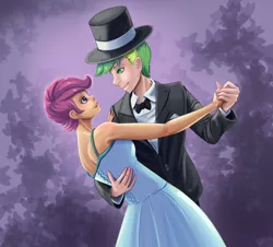 Size: 1883x1700 | Tagged: safe, artist:scs-g3-n17, derpibooru import, scootaloo, spike, human, clothes, dress, female, humanized, image, jpeg, male, marriage, scootaspike, shipping, straight, wedding, wedding dress