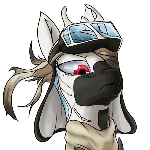 Size: 500x500 | Tagged: safe, artist:andromailus, oc, oc:ro, unofficial characters only, original species, plane pony, pony, bust, eye bandage, female, image, looking down, mitsubishi a6m zero, plane, png, simple background, solo, transparent background