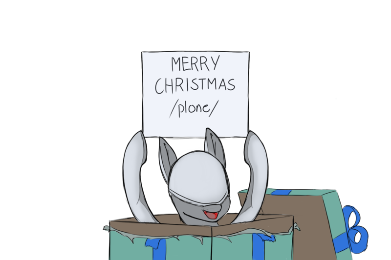 Size: 1500x1000 | Tagged: safe, artist:andromailus, oc, unofficial characters only, original species, plane pony, pony, predator drone, christmas presents, image, merry christmas, open mouth, plane, png, sign, simple background, solo, transparent background