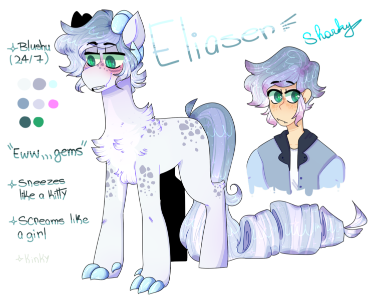 Size: 1243x996 | Tagged: safe, artist:sugarysharky, derpibooru import, oc, oc:eliaser, unofficial characters only, dracony, human, hybrid, blushing, humanized, humanized oc, image, interspecies offspring, male, offspring, parent:rarity, parent:spike, parents:sparity, png, reference sheet, solo