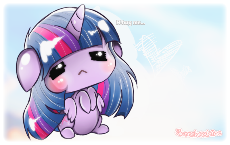 Size: 1000x632 | Tagged: safe, artist:jamchushine, derpibooru import, twilight sparkle, twilight sparkle (alicorn), alicorn, pony, :<, chibi, cute, eyes closed, floppy ears, heart, hooves to the chest, hug request, image, png, sitting, solo, twiabetes