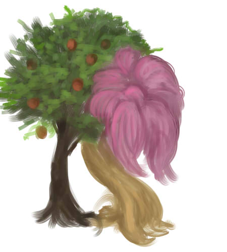 Size: 450x500 | Tagged: safe, derpibooru import, bloomberg, fluttershy, crack shipping, fluttertree, image, jpeg, leafing the dream, shipping, simple background, tree, white background
