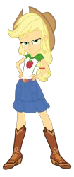 Size: 1782x4253 | Tagged: safe, artist:gmaplay, derpibooru import, applejack, diy with applejack, equestria girls, equestria girls series, spoiler:eqg series (season 2), applejack's hat, cowboy hat, hands on hip, hat, high res, image, png, smiling, smirk, solo