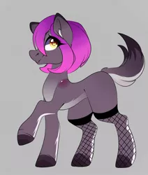 Size: 1080x1275 | Tagged: safe, artist:tessa_key_, derpibooru import, oc, unofficial characters only, earth pony, pony, colored hooves, earth pony oc, eyelashes, female, fishnets, gray background, image, jpeg, mare, simple background, solo