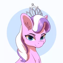 Size: 2000x2000 | Tagged: safe, artist:aquaticvibes, derpibooru import, diamond tiara, earth pony, pony, chest fluff, crown, ear fluff, female, filly, high res, image, jewelry, looking at you, png, regalia, solo