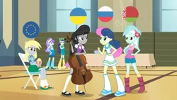 Size: 1920x1080 | Tagged: safe, derpibooru import, bon bon, derpy hooves, lyra heartstrings, octavia melody, sweetie drops, equestria girls, rainbow rocks, belarus, eqg flag-tag meme, european union, image, png, russia, ukraine