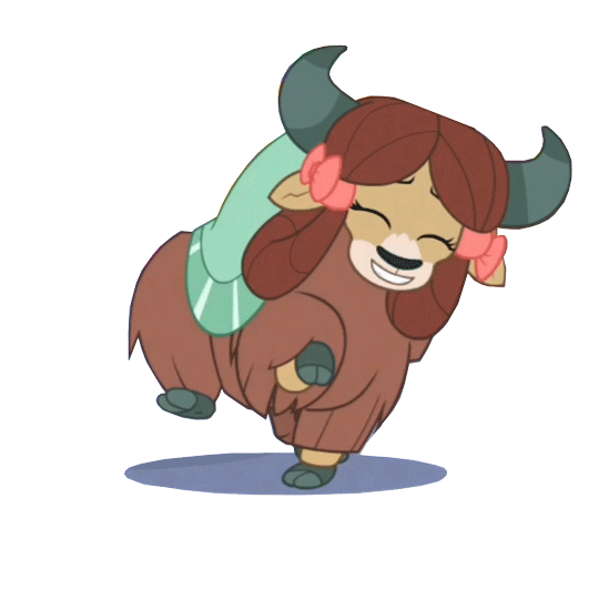 Size: 540x541 | Tagged: safe, derpibooru import, edit, edited screencap, screencap, yona, yak, she's all yak, animated, cute, dancing, female, fit right in, gif, image, polish cow, simple background, solo, transparent background, yonadorable