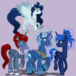 Size: 4096x4096 | Tagged: safe, artist:chelseawest, banned from derpibooru, deleted from derpibooru, derpibooru import, princess luna, oc, oc:bloodmoon, oc:moonshine, oc:moonstone, alicorn, alicorn oc, descendant, father and child, father and daughter, female, flying, grandchild, grandfather, grandfather and grandchild, grandfather and granddaughter, grandmother and grandchild, grandmother and granddaughter, great grandchild, great granddaughter, great grandmother, horn, image, jpeg, male, maternaluna, mother and child, mother and son, offspring, offspring's offspring, parent:oc:bloodmoon, parent:oc:blue moon, parent:oc:melody sweet, parent:oc:moonstone, parent:oc:platinum lune, parent:princess luna, parents:canon x oc, parents:oc x oc, wings