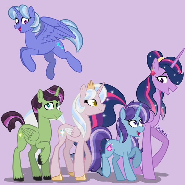 Size: 4096x4096 | Tagged: safe, artist:chelseawest, derpibooru import, princess twilight 2.0, twilight sparkle, twilight sparkle (alicorn), oc, oc:azure star, oc:emerald spark, oc:starfire spark, oc:velvet sky, alicorn, unicorn, the last problem, alicorn oc, aunt, aunt and nephew, father and child, father and daughter, female, granddaughter, grandmother, grandmother and grandchild, grandmother and granddaughter, grandmother and grandson, grandson, great granddaughter, great grandmother, horn, image, jpeg, male, mama twilight, mother and child, mother and daughter, offspring, offspring's offspring, older, older twilight, parent:flash sentry, parent:oc:blue belle, parent:oc:emerald spark, parent:oc:golden drops, parent:oc:starfire spark, parent:twilight sparkle, parents:flashlight, parents:oc x oc, siblings, sisters, wings