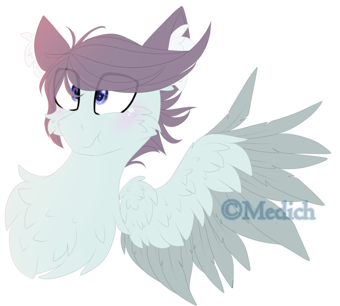 Size: 2580x2325 | Tagged: safe, artist:mediasmile666, derpibooru import, oc, unofficial characters only, pegasus, pony, bust, image, png, simple background, solo, spread wings, transparent background, two toned wings, wings