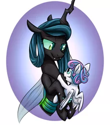 Size: 1056x1200 | Tagged: safe, artist:redahfuhrerking, derpibooru import, princess flurry heart, queen chrysalis, alicorn, changeling, changeling queen, pony, a better ending for chrysalis, alternate hairstyle, auntie chrissy, baby, baby pony, duo, female, image, png