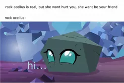 Size: 1200x800 | Tagged: safe, derpibooru import, screencap, ocellus, disguise, disguised changeling, image, jpeg, rock, rockellus