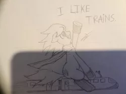 Size: 2592x1936 | Tagged: safe, artist:lk-web, derpibooru import, oc, asdfmovie, i like trains, image, jpeg, traditional art, train