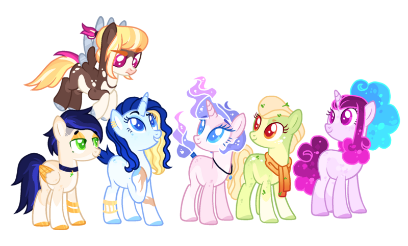 Size: 1280x773 | Tagged: safe, artist:jaysey, artist:shiibases, derpibooru import, oc, unnamed oc, unofficial characters only, earth pony, pegasus, pony, unicorn, base used, choker, clothes, colored pupils, ethereal mane, female, image, jewelry, magical gay spawn, magical lesbian spawn, mare, necklace, offspring, parent:big macintosh, parent:fancypants, parent:party favor, parent:princess celestia, parent:rainbow dash, parent:rarity, parent:sassy saddles, parent:sugar belle, parent:tree hugger, parent:trouble shoes, parents:partybelle, parents:rarilestia, parents:sassypants, parents:soarinsentry, parents:treemac, parents:troubledash, png, scarf, simple background, transparent background