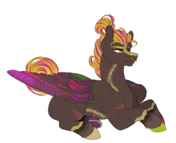 Size: 1280x1040 | Tagged: safe, artist:copshop, derpibooru import, oc, pegasus, pony, colored wings, image, lying down, male, multicolored wings, png, prone, simple background, solo, stallion, transparent background, wings