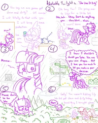 Size: 4779x6013 | Tagged: safe, artist:adorkabletwilightandfriends, derpibooru import, twilight sparkle, oc, oc:pinenut, alicorn, cat, comic:adorkable twilight and friends, absurd resolution, adorkable, adorkable twilight, boots, bush, clothes, comic, cute, dork, family, friendship, garden, gardening, gloves, hiding, humor, image, innuendo, love, mobile phone, mountain, nature, neighborhood, nervous, phone, png, relationship, relationships, relieved, road, road sign, scenery, seeds, shoes, shovel, sidewalk, sign, sleeping, slice of life, smartphone, sneaking, twilight sparkle (alicorn), worried