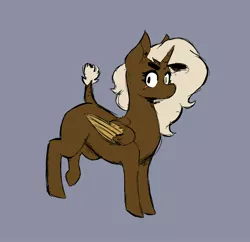 Size: 2048x1980 | Tagged: safe, artist:somefrigginnerd, derpibooru import, oc, oc:pencil test, alicorn, pony, alicorn oc, april fools, april fools 2021, edgy, eye scar, female, freckles, gray background, horn, image, jpeg, one hoof raised, redesign, scar, simple background, solo, wings