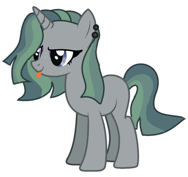 Size: 1060x996 | Tagged: safe, artist:venomous-cookietwt, derpibooru import, oc, pony, unicorn, ear piercing, earring, female, image, jewelry, magical lesbian spawn, mare, offspring, parent:marble pie, parent:queen chrysalis, piercing, png, simple background, solo, tongue out, transparent background