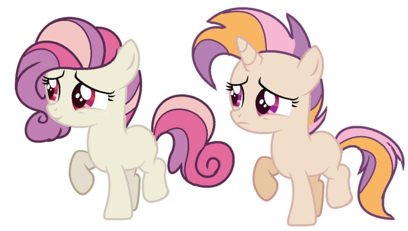 Size: 1280x724 | Tagged: safe, artist:venomous-cookietwt, derpibooru import, oc, unofficial characters only, earth pony, pony, unicorn, female, filly, image, magical lesbian spawn, offspring, parent:apple bloom, parent:scootaloo, parent:sweetie belle, parents:scootabelle, parents:sweetiebloom, png, simple background, transparent background