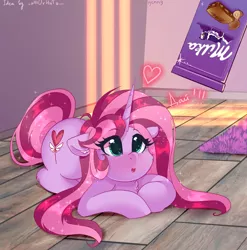 Size: 3376x3420 | Tagged: safe, artist:xjenn9, derpibooru import, oc, oc:dalorance, unofficial characters only, pony, unicorn, image, milka, png, product placement, solo