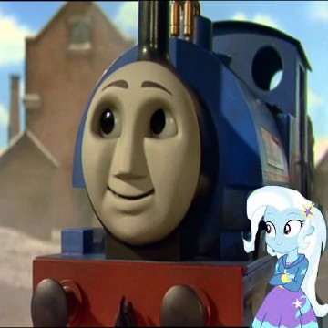 Size: 360x360 | Tagged: safe, artist:steveirwinfan96, deleted from derpibooru, derpibooru import, trixie, equestria girls, crossover, image, jpeg, sir handel, thomas and friends