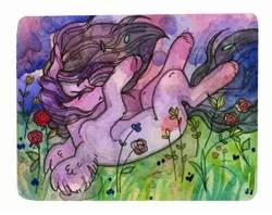 Size: 2560x2023 | Tagged: safe, artist:soudooku, derpibooru import, oc, pegasus, pony, background pony, image, jpeg, solo, traditional art, watercolor painting