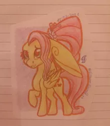 Size: 1280x1458 | Tagged: safe, artist:eithene14, derpibooru import, fluttershy, pegasus, pony, image, impossibly large ears, jpeg, lined paper, older, older fluttershy, photo, solo, traditional art