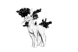 Size: 1500x1000 | Tagged: safe, artist:andromailus, oc, unofficial characters only, original species, plant pony, pony, tree pony, black and white, eyes closed, female, grayscale, image, monochrome, olive tree, plant, png, solo, tree
