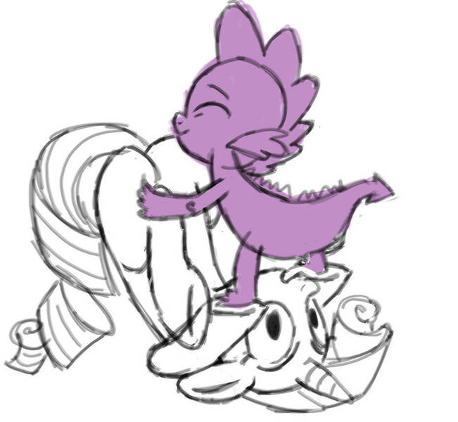 Size: 931x858 | Tagged: questionable, artist:anonymous, derpibooru import, rarity, spike, 69 position, foalcon, image, jpeg, oral, sex, sketch, underage