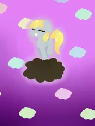 Size: 2121x2828 | Tagged: safe, artist:magiak416, derpibooru import, derpy hooves, pegasus, pony, cloud, eyes closed, female, high res, image, jpeg, lineless, mare, raincloud, smiling, solo