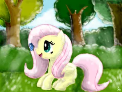 Size: 1600x1200 | Tagged: safe, artist:twistare, derpibooru import, butterfly, insect, pegasus, pony, butterfly on nose, female, image, insect on nose, jpeg, mare, smiling, solo, tree