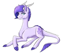Size: 1375x1141 | Tagged: safe, artist:rascal4488, derpibooru import, oc, oc:crystal clarity, dracony, hybrid, kilalaverse, crossed legs, female, image, interspecies offspring, lidded eyes, lying down, offspring, parent:rarity, parent:spike, parents:sparity, png, prone, simple background, solo, transparent background