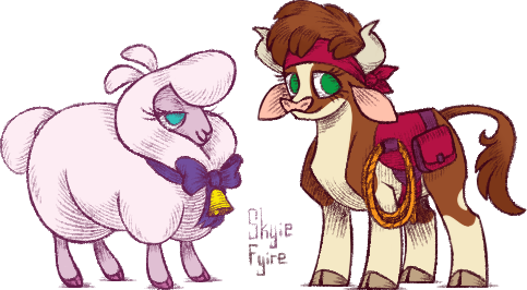 Size: 483x266 | Tagged: safe, artist:skyie-fyire, arizona cow, pom lamb, them's fightin' herds, community related, duo, image, older, png