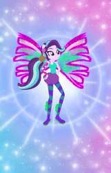 Size: 730x1131 | Tagged: safe, artist:nsmah, artist:user15432, derpibooru import, starlight glimmer, fairy, human, equestria girls, alternate hairstyle, barely eqg related, base used, clothes, colored wings, crossover, fairy wings, fairyized, fins, gradient wings, hairstyle, hands on hip, image, long hair, pink wings, png, ponied up, ponytail, rainbow s.r.l, seashell, shoes, sirenix, sparkly background, sparkly wings, wings, winx, winx club, winxified