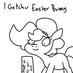 Size: 1200x1200 | Tagged: safe, artist:tjpones, derpibooru import, oc, oc:brownie bun, earth pony, pony, black and white, easter, female, grayscale, holiday, image, mare, monochrome, png, solo, stylistic suck