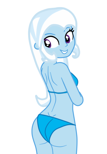 Size: 880x1269 | Tagged: suggestive, artist:gmaplay, derpibooru import, trixie, equestria girls, ass, butt, clothes, dimples of venus, image, png, solo, swimsuit, the great and powerful ass