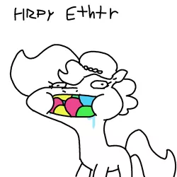 Size: 1200x1200 | Tagged: safe, artist:tjpones, derpibooru import, oc, oc:brownie bun, unofficial characters only, earth pony, pony, drool, easter, easter egg, female, gentlemen, holiday, image, mare, partial color, png, puffy cheeks, simple background, solo, white background