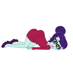 Size: 2952x2952 | Tagged: suggestive, artist:gmaplay, derpibooru import, screencap, rosette nebula, equestria girls, ass, ass up, butt, face down ass up, female, glasses, hair bun, image, png, rosette nebul-ass, solo, solo female