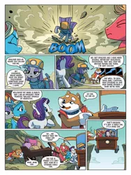 Size: 768x1024 | Tagged: safe, artist:nanook123, derpibooru import, idw, big macintosh, boulder (pet), maud pie, meadowbrook, rarity, diamond dog, spoiler:comic, spoiler:comicannual2021, image, jpeg, season 10, superhero landing