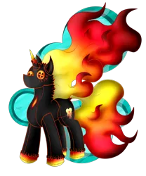 Size: 1500x1800 | Tagged: safe, artist:thebenalpha, derpibooru import, oc, oc:molten heat, original species, plush pony, pony, unicorn, female, fire, first mother, horn, image, lava, plushie, png, rock pony, simple background, transparent background, unicorn oc