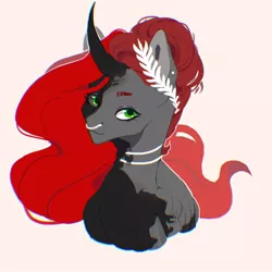 Size: 1000x1000 | Tagged: safe, artist:drdepper, derpibooru import, oc, oc:void, unofficial characters only, alicorn, pegasus, pony, black sclera, curved horn, horn, image, jpeg, looking at you, nose piercing, nose ring, piercing, solo, transformation