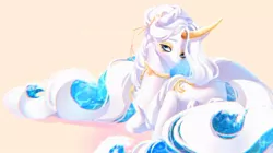 Size: 1042x582 | Tagged: safe, artist:drdepper, derpibooru import, oc, unofficial characters only, pony, unicorn, colored horn, curved horn, horn, image, jpeg, lodded eyes, looking at you, lying down, solo