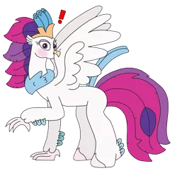 Size: 2503x2448 | Tagged: safe, artist:supahdonarudo, derpibooru import, queen novo, classical hippogriff, hippogriff, my little pony: the movie, birb, birds doing bird things, blushing, derpibooru exclusive, embarrassed, exclamation point, grooming, image, png, preening, simple background, transparent background