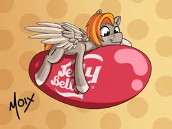 Size: 2000x1500 | Tagged: safe, artist:supermoix, derpibooru import, oc, oc:carmel, pegasus, pony, happy, image, jellybean, orange hair, png, simple background, solo