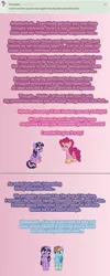 Size: 504x1258 | Tagged: safe, artist:verve, derpibooru import, pinkie pie, rainbow dash, twilight sparkle, twilight sparkle (alicorn), alicorn, earth pony, genie, pegasus, pony, ain't never had friends like us, ask, comic, female, gradient background, image, mare, pixel art, png, sitting