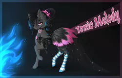 Size: 1024x660 | Tagged: safe, artist:nuumia, derpibooru import, oc, oc:toxic melody, earth pony, pony, clothes, dress, female, gala dress, image, jpeg, mare, socks, solo, striped socks