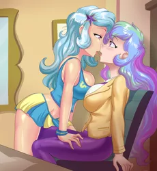 Size: 1885x2048 | Tagged: source needed, suggestive, artist:thebrokencog, derpibooru import, princess celestia, trixie, human, equestria girls, breasts, busty princess celestia, busty trixie, cheerleader, cheerleader outfit, clothes, commission, drool, drool string, female, french kiss, humanized, image, kissing, lesbian, png, principal celestia, shipping, sloppy kissing, sports bra, tongue out, tongue play, trixlestia