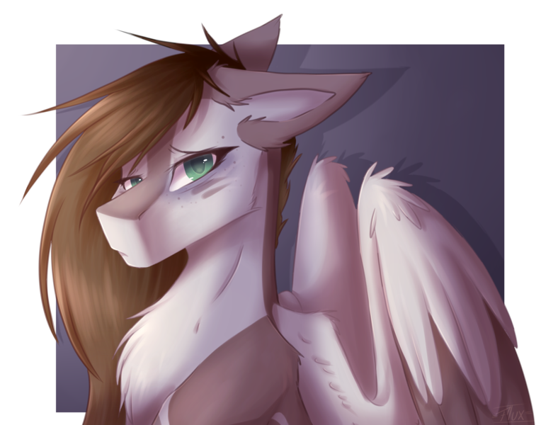 Size: 2996x2354 | Tagged: safe, artist:fluxittu, derpibooru import, oc, pegasus, pony, bust, female, floppy ears, image, mare, png, portrait, solo