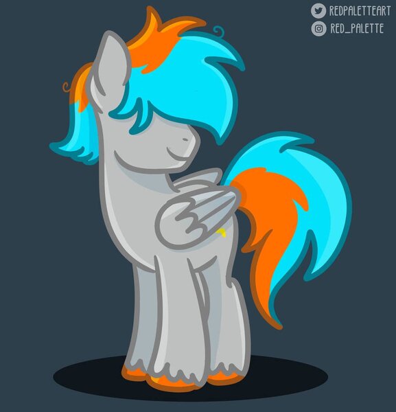 Size: 877x912 | Tagged: safe, artist:redpalette, derpibooru import, oc, oc:shade flash, pegasus, pony, commission, cute, fluffy, image, jpeg, male, pegasus oc, smiling, stallion, unshorn fetlocks, wings