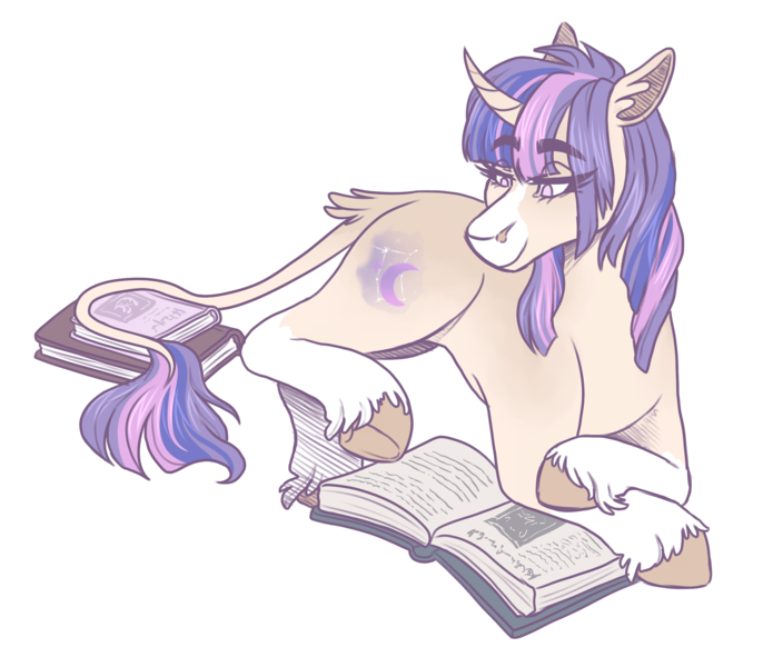 Size: 2400x2100 | Tagged: safe, artist:kikirdcz, derpibooru import, oc, oc:araxie, pony, unicorn, book, female, image, lying down, mare, png, prone, simple background, solo, transparent background